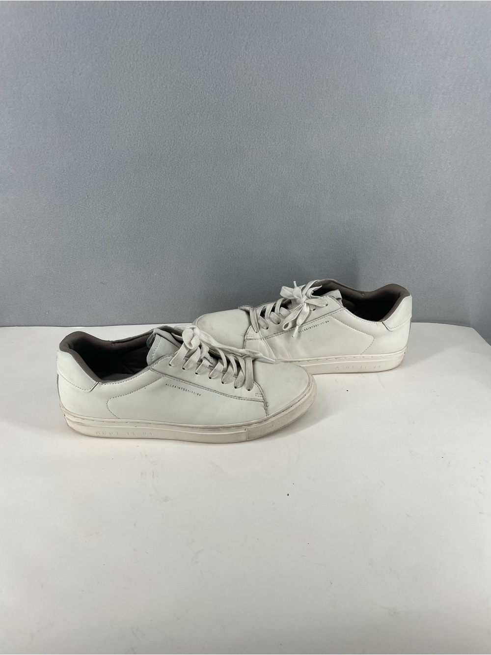 AllSaints White Klip Sneakers Men’s Size 9 Distressed Style Minimalistic Style